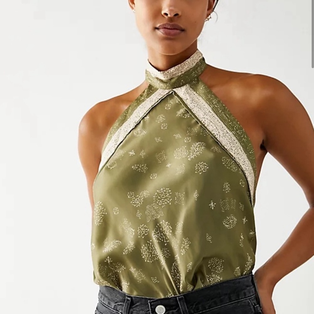 Free People 1 Thing bodysuit in army green.